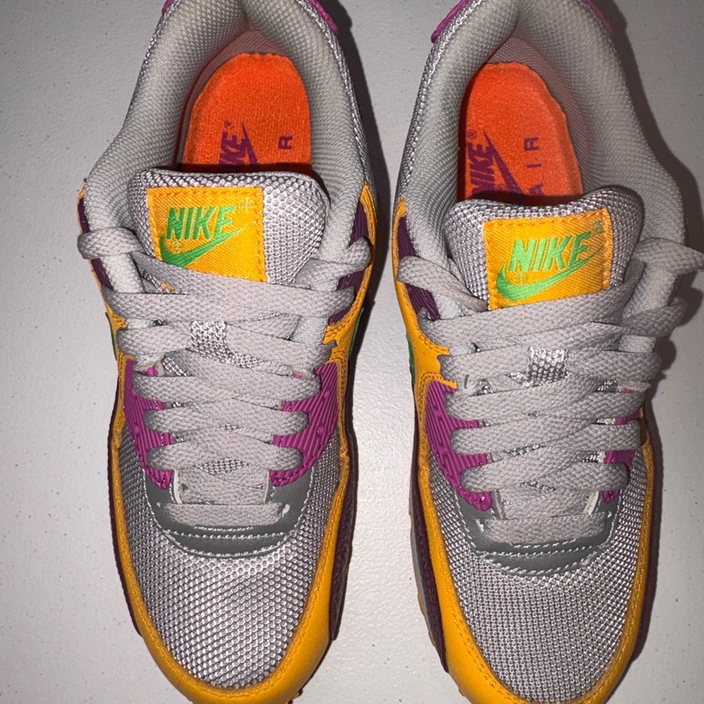Nike Women’s Air Max 90 Sneakers in Yellow, Purple, and Green - Picture 9 of 10